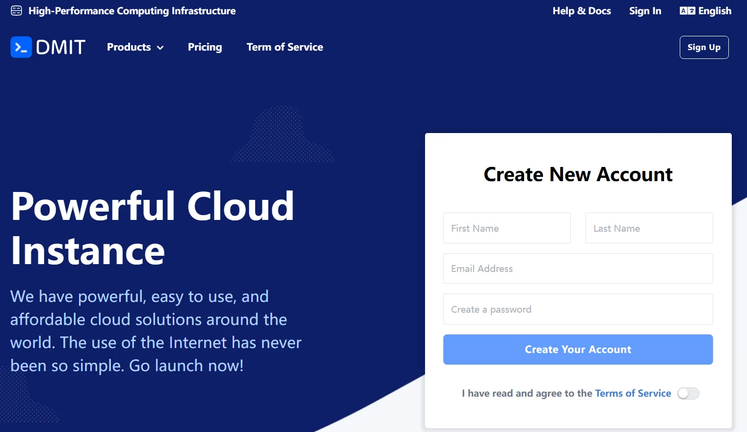 DMIT 官网首页截图