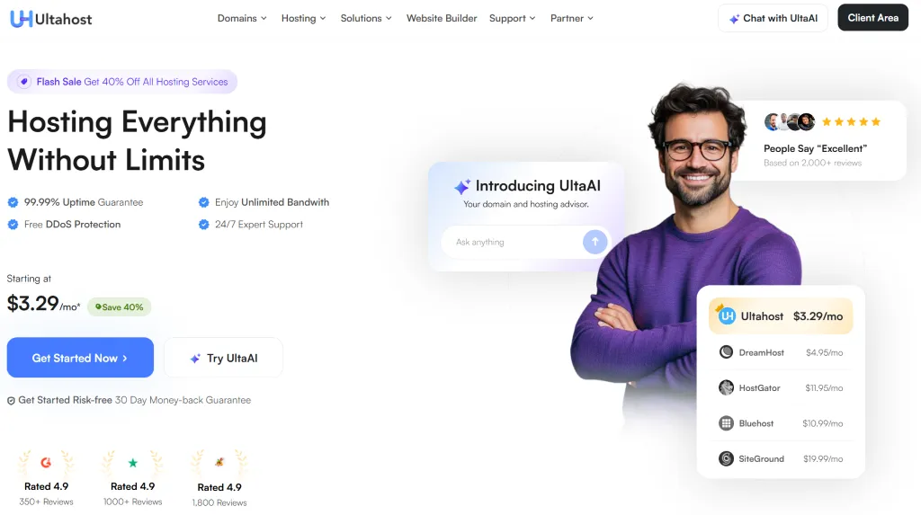 UltaHost 官网首页截图